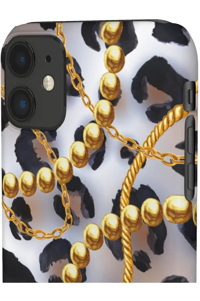 Groove Designer Collection (Black and White Animal Print + Pearls) Snap Phone Case