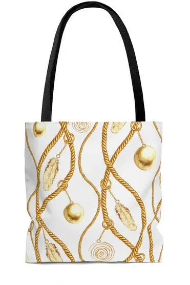 Groove Designer Collection (Gold Pearls on White) Tote Bag