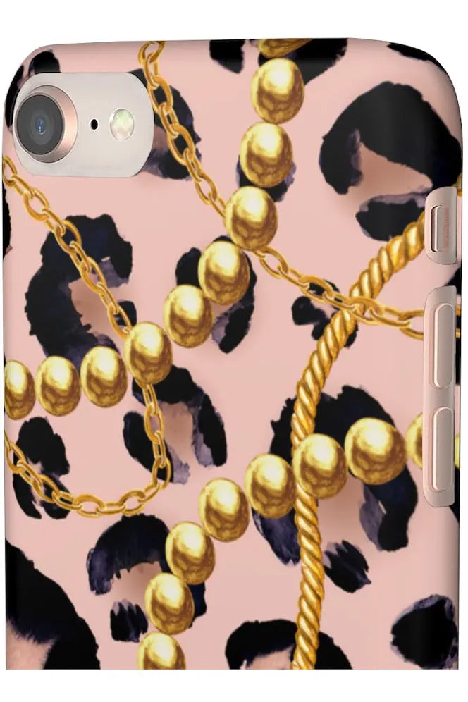 Groove Designer Collection (Pink Animal Print + Pearls) Snap Phone Case