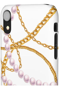 Groove Designer Collection (Pink Pearls on White) Snap Phone Case