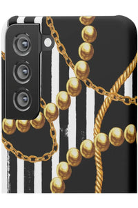 Groove Designer Collection (Stripes + Gold Pearls) Snap Phone Case