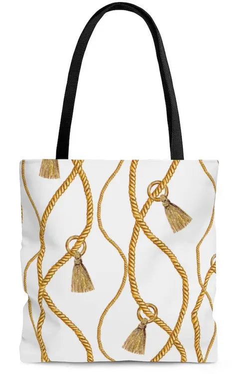 Groove Designer Collection (Tassels on White) Tote Bag