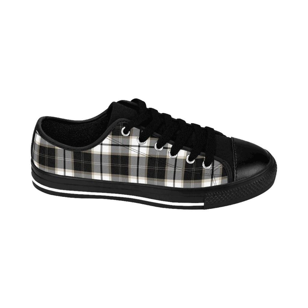  Groove Fashion Collection Black and White Plaid Women's Low Top Canvas Shoes ShoesUS6Blacksole