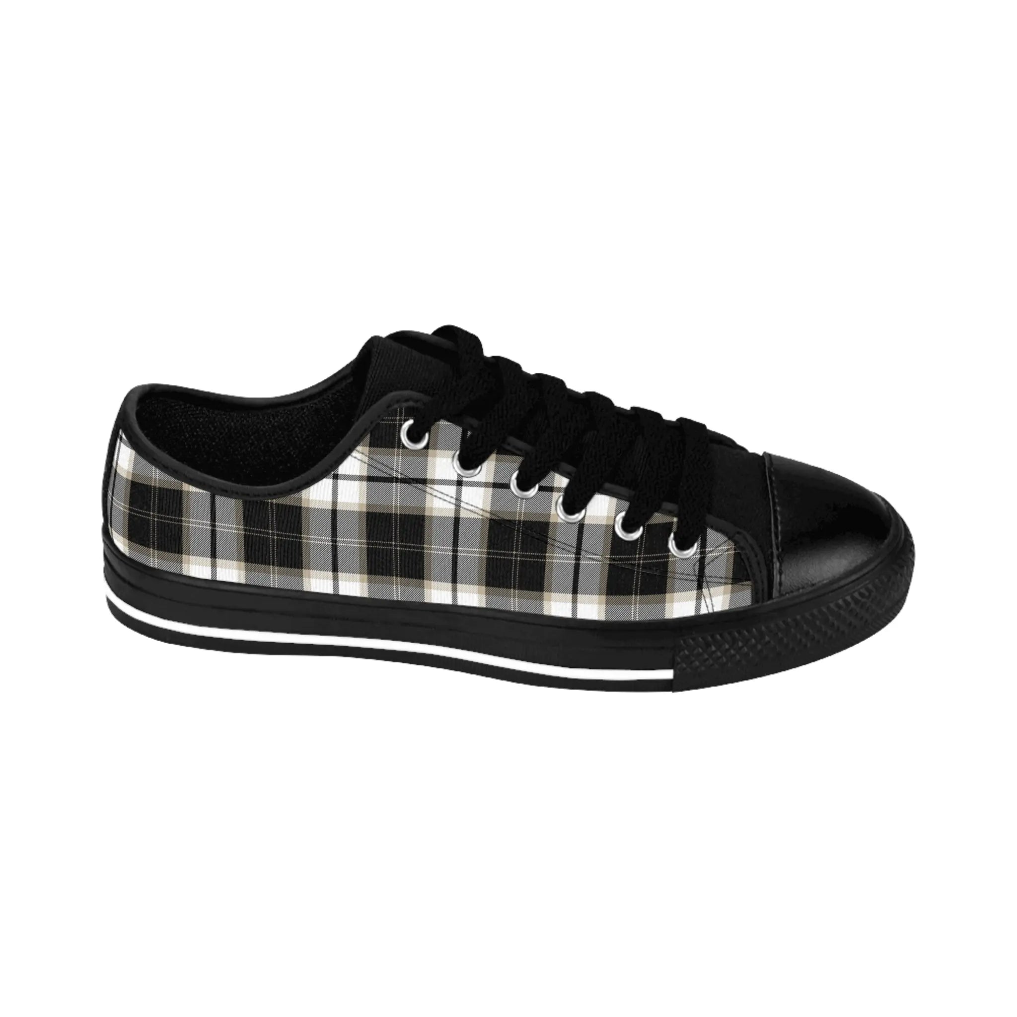  Groove Fashion Collection Black and White Plaid Women's Low Top Canvas Shoes ShoesUS7Blacksole