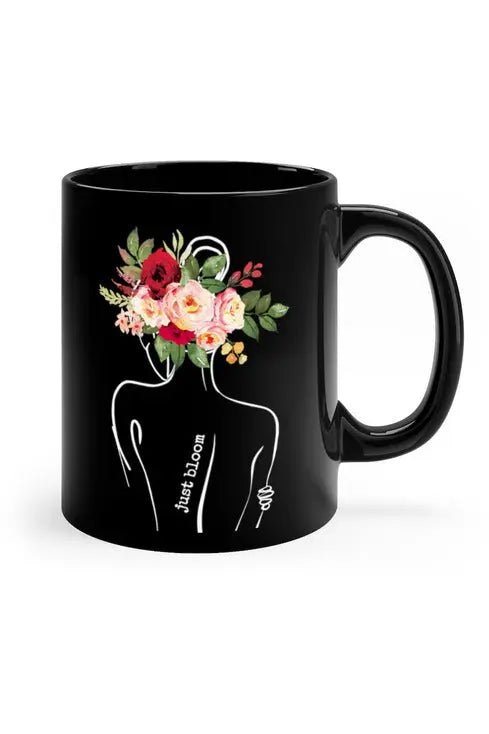 JUST BLOOM Bouquet (Bun) (Black) 11oz Coffee Mug