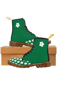 JUST BLOOM (White Bloom Pattern Toe) Green Women's Canvas Boots