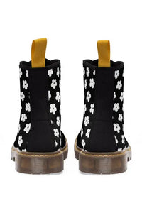 JUST BLOOM (White Bloom Pattern) Black Toe Women's Canvas Boots
