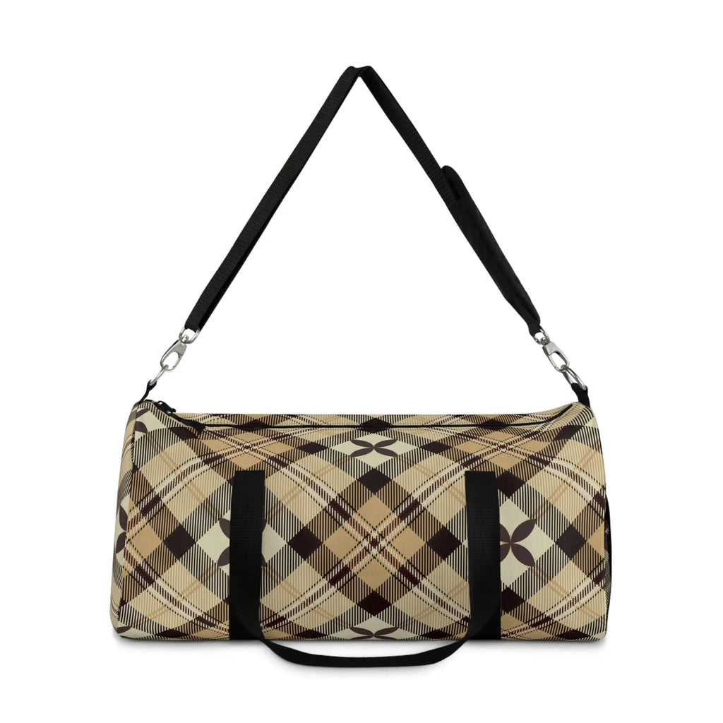  Abby Plaid in Gold and Flowers Duffel Bag, Travel and Overnight Bag BagsLarge