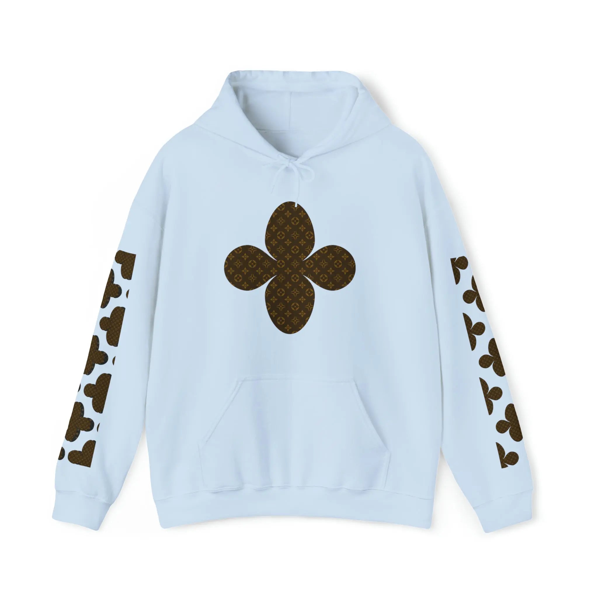  Brown Icons Flower with Sleeve Print Unisex Heavy Blend Hooded Sweatshirt HoodieLightBlue5XL