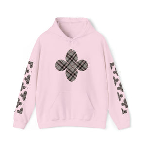  Pink Plaid Pattern Flower with Sleeve Print Unisex Heavy Blend Hooded Sweatshirt HoodieLightPink5XL