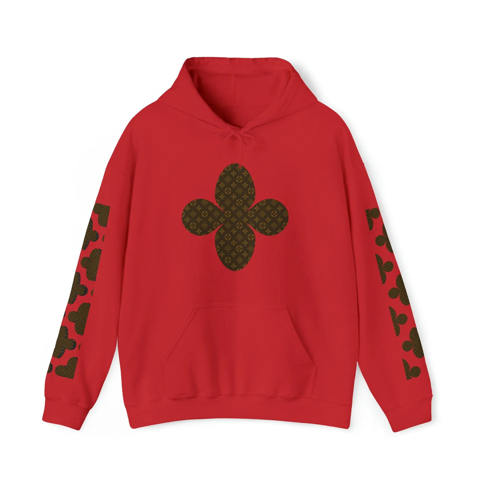  Brown Icons Flower with Sleeve Print Unisex Heavy Blend Hooded Sweatshirt HoodieRed5XL