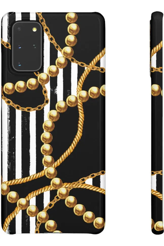 Groove Designer Collection (Stripes + Gold Pearls) Snap Phone Case
