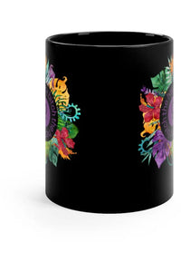THE HAPPY BITCH (Grape) Flower Power 11oz Black Coffee Mug Mug