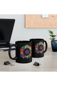 THE HAPPY BITCH (Grape) Flower Power 11oz Black Coffee Mug Mug