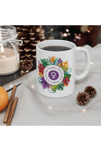 THE HAPPY BITCH (Grape) Flower Power White Coffee Mug 11oz