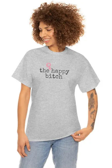THE HAPPY BITCH (Pink) Relaxed-Fit Heavy Cotton T-Shirt