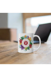 THE HAPPY BITCH (Ruby Red) Flower Power White Coffee Mug 11oz