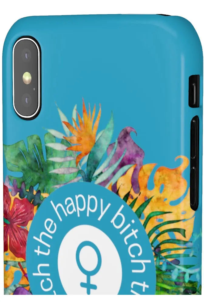 THE HAPPY BITCH (Turquoise) Flower Power Pro-Aging Feminist Snap Phone Case