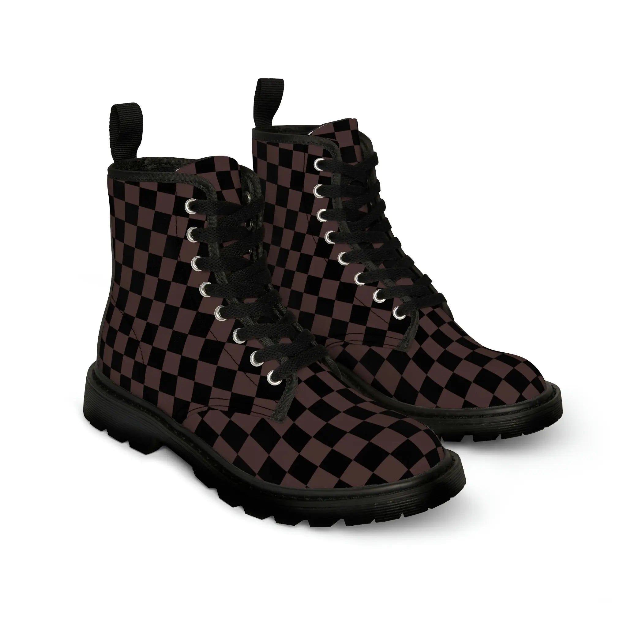  The Designer Collection Check Mate (Brown) Women's Canvas Boots ShoesBlacksoleUS11
