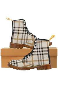  The Designer Collection in Plaid (Beige) Women's Canvas Boots ShoesBrownUS11