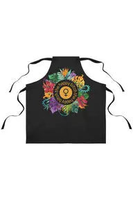The Middle-Aged Groove THE HAPPY BITCH (Golden) Flower Power Black Chef's Apron
