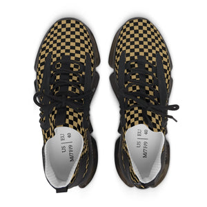 Women's Black and Gold Check Mate Mesh Sneakers, Women's Athletic Shoes, Casual Sneakers Shoes  The Middle Aged Groove