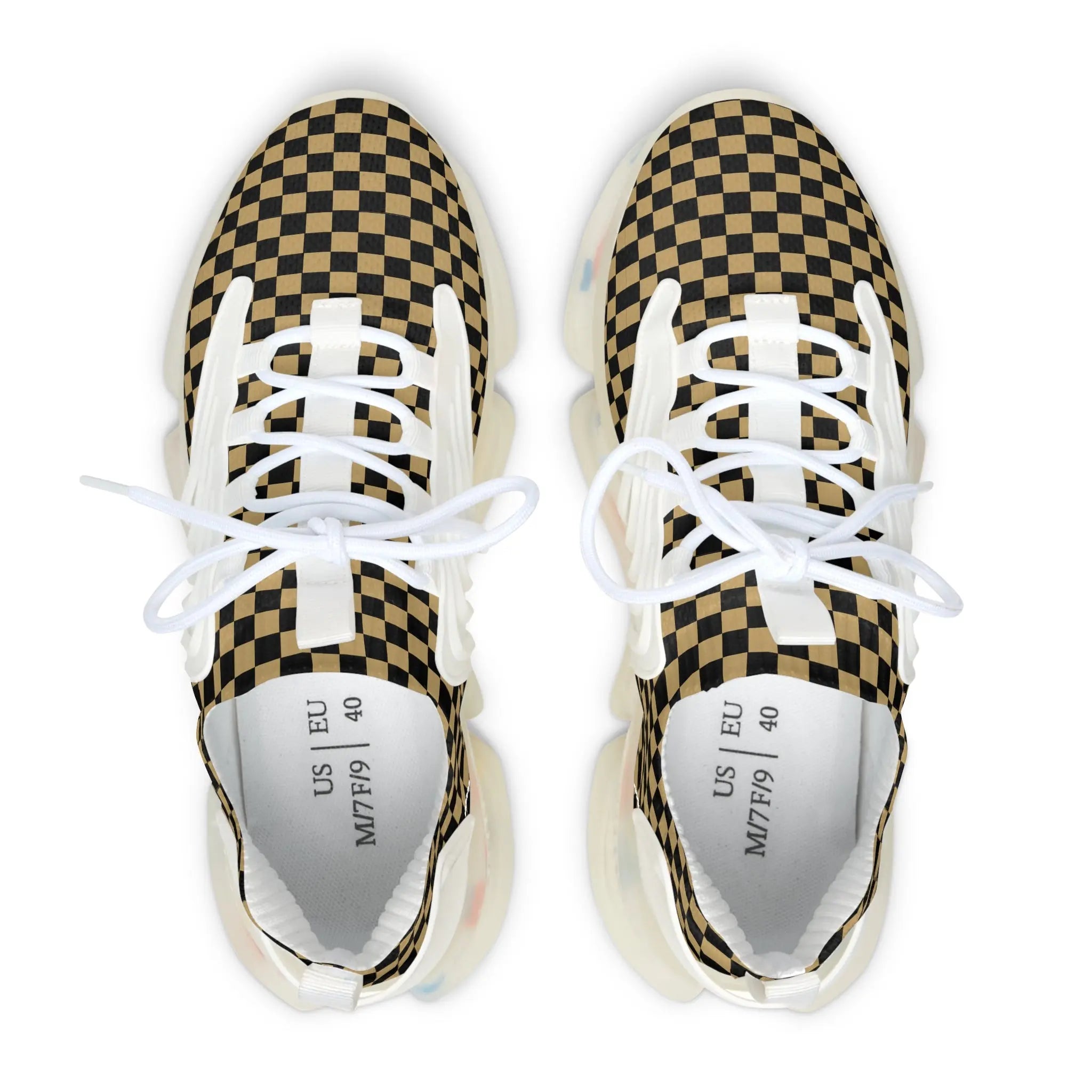 Women's Black and Gold Check Mate Mesh Sneakers, Women's Athletic Shoes, Casual Sneakers Shoes  The Middle Aged Groove