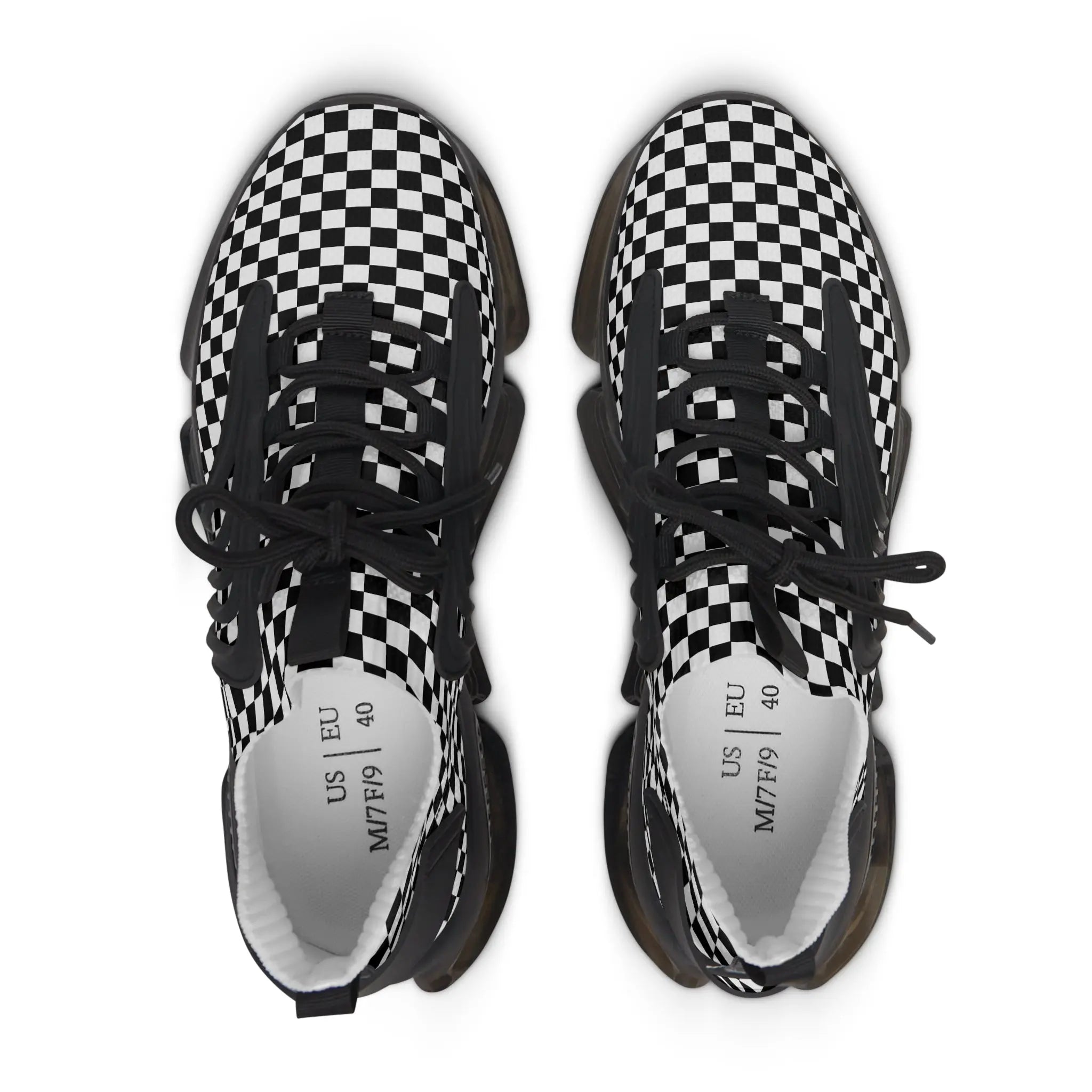 Women's Black and White Check Mate Mesh Sneakers, Women's Athletic Shoes, Casual Sneakers Shoes  The Middle Aged Groove