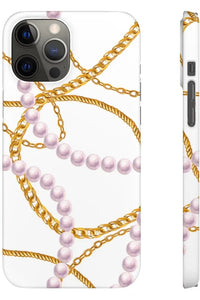 Groove Designer Collection (Pink Pearls on White) Snap Phone Case