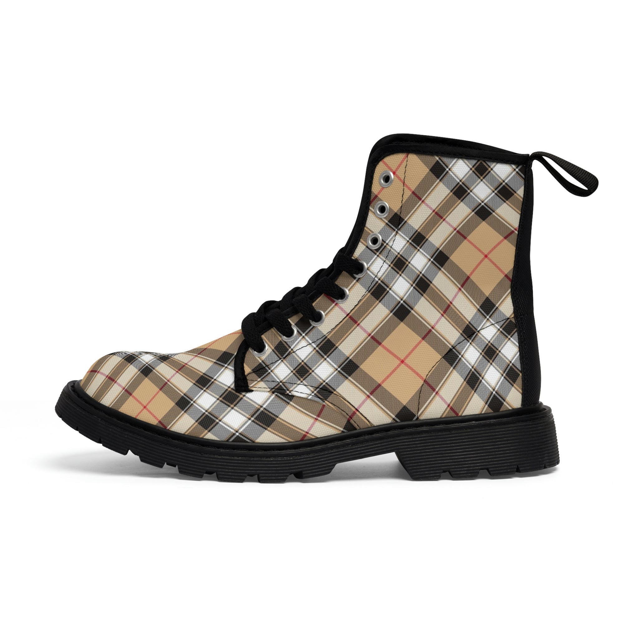 The Designer Collection in Plaid (Red Stripe) Men's Canvas Boots - The Middle Aged Groove