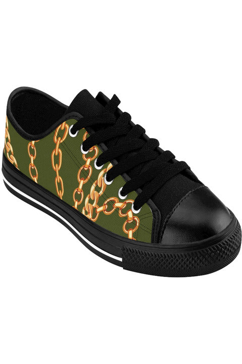 Designer Collection (Chains for Days) Army Green Women's Low Top Canvas Shoes