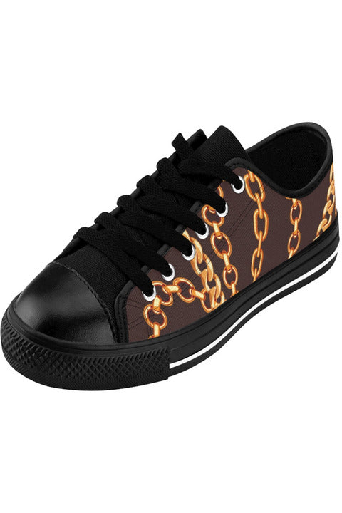 Designer Collection (Chains for Days) Chocolate Brown Women's Low Top Canvas Shoes - The Middle Aged Groove