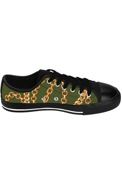 Designer Collection (Chains for Days) Army Green Women's Low Top Canvas Shoes - The Middle Aged Groove