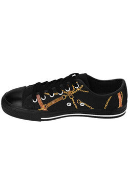 Designer Collection (Chains + Leather) Black Women's Low Top Canvas Shoes