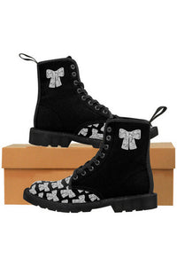 LACE AND GRACE (Side Bow) Women's Canvas Black Boots