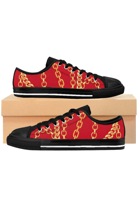 Designer Collection (Chains for Days) Lipstick Red Women's Low Top Canvas Shoes - The Middle Aged Groove