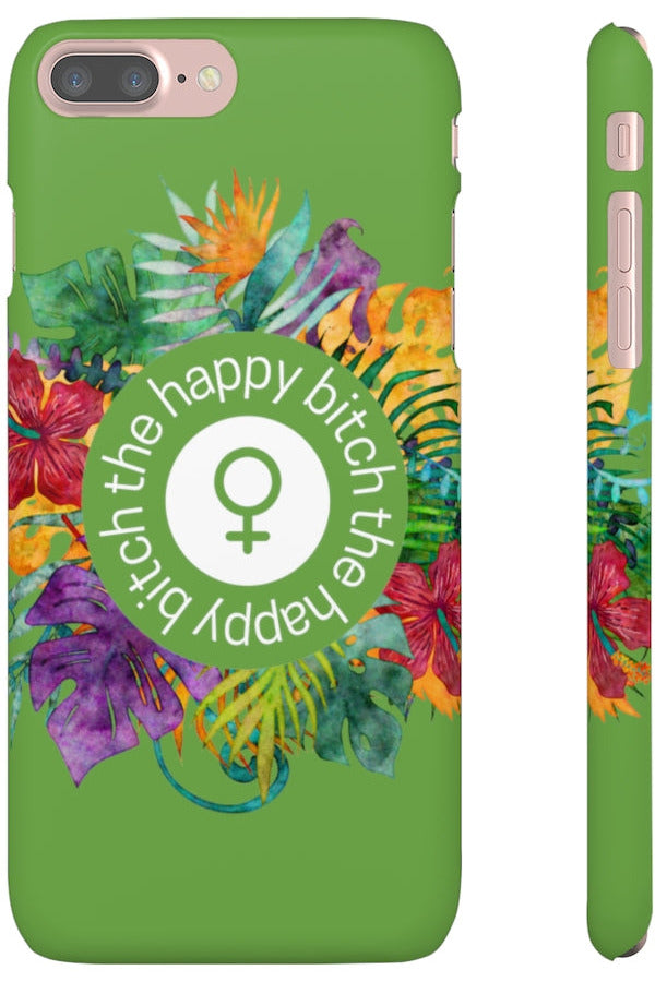 THE HAPPY BITCH (Apple Green) Flower Power Pro-Aging Feminist Snap Phone Case