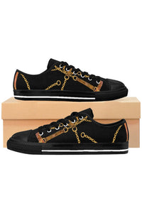 Designer Collection (Chains + Leather) Black Women's Low Top Canvas Shoes - The Middle Aged Groove