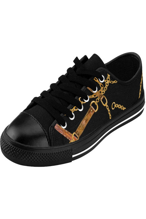 Designer Collection (Chains + Leather) Black Women's Low Top Canvas Shoes - The Middle Aged Groove