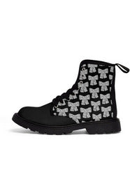 The LACE AND GRACE (Bow Pattern) Black Toe Women's Canvas Boots